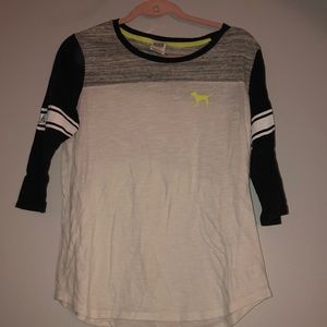 🖤PINK🤍 White Gray and Black 3/4 Sleeve T-Shirt